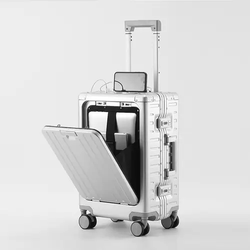 COLENARA Suitcase 20 Inches Business Boarding Box 24" Men's All Aluminum Magnesium Alloy Trolley Case Front Opening Luggage - Image 10