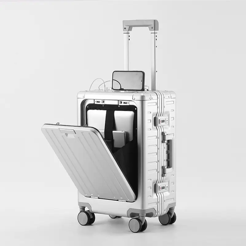 COLENARA Suitcase 20 Inches Business Boarding Box 24" Men's All Aluminum Magnesium Alloy Trolley Case Front Opening Luggage - Image 10