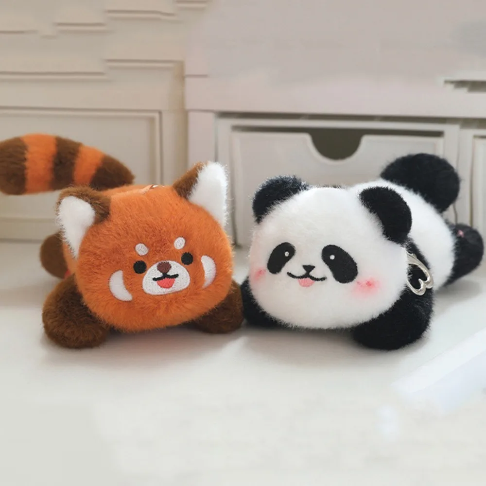 LLavero de peluche de Panda con cola giratoria, colgante de muñeco de Panda bonito, llavero de peluche de mapache de dibujos animados, juguete para niños