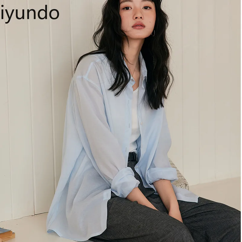 

Linen Lyocell Women's Blouse 2025 Spring Summer Loose-Fit Open-Front Cardigan Button Front Lightweight Top