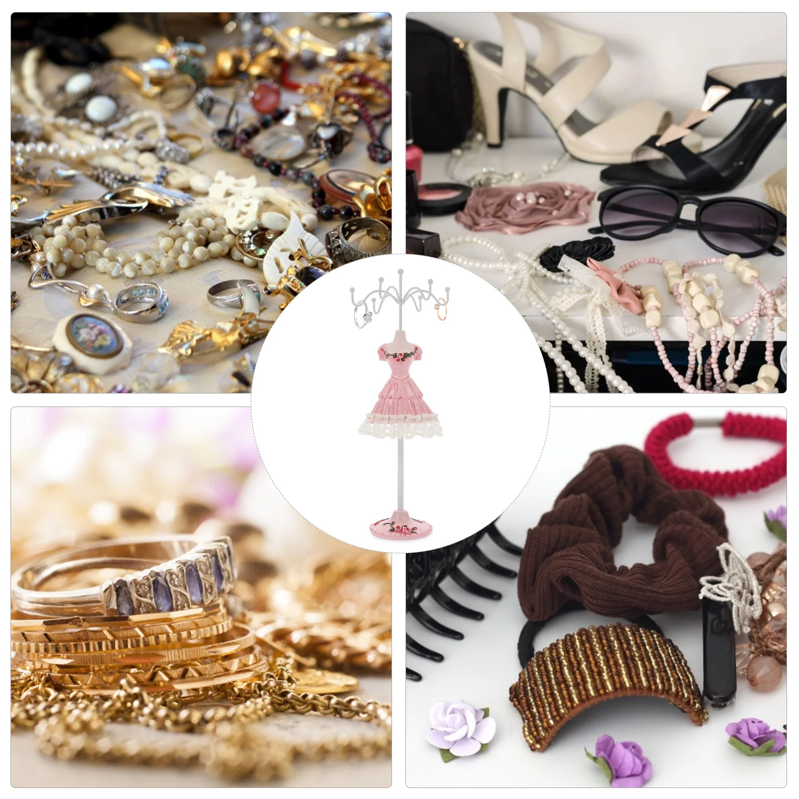 

Modern Jewelry Storage Shelf Display Stand for Rings Earrings Necklace Small Space Saver Organizer Rack for Home Or Shop