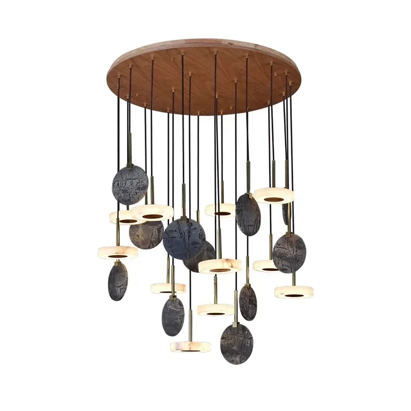 

GHJUYIOL YECTSKI LED Marble Wood Gold Hanging Lamps Designer Ceiling Chandelier Pendant Light Suspension Luminaire Lampen For Li