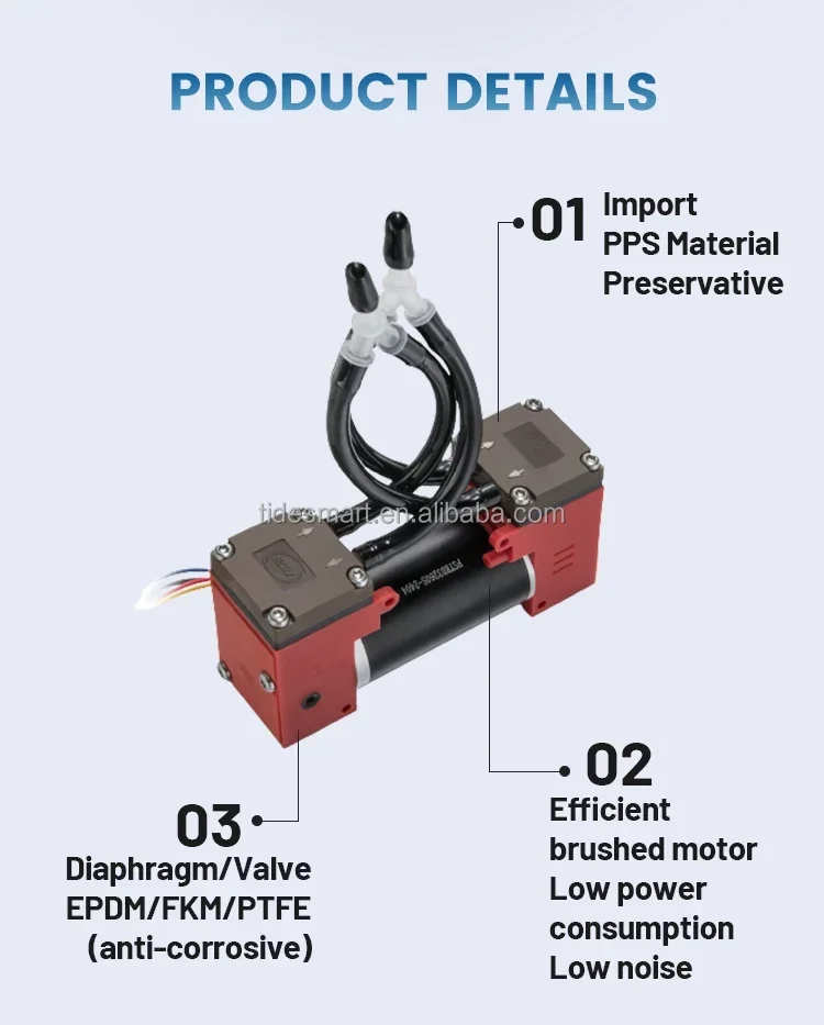 for12V DC Brushless Motor Mass Flow CEMS sampling Electric Mini Gas Pump Micro Vacuum Diaphragm