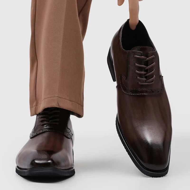 

Classic Men's Pointed Toe Oxford Shoes Leather Handmade Lace-up for Wedding Business Office Formal Dress Shoes Big Size 38-46