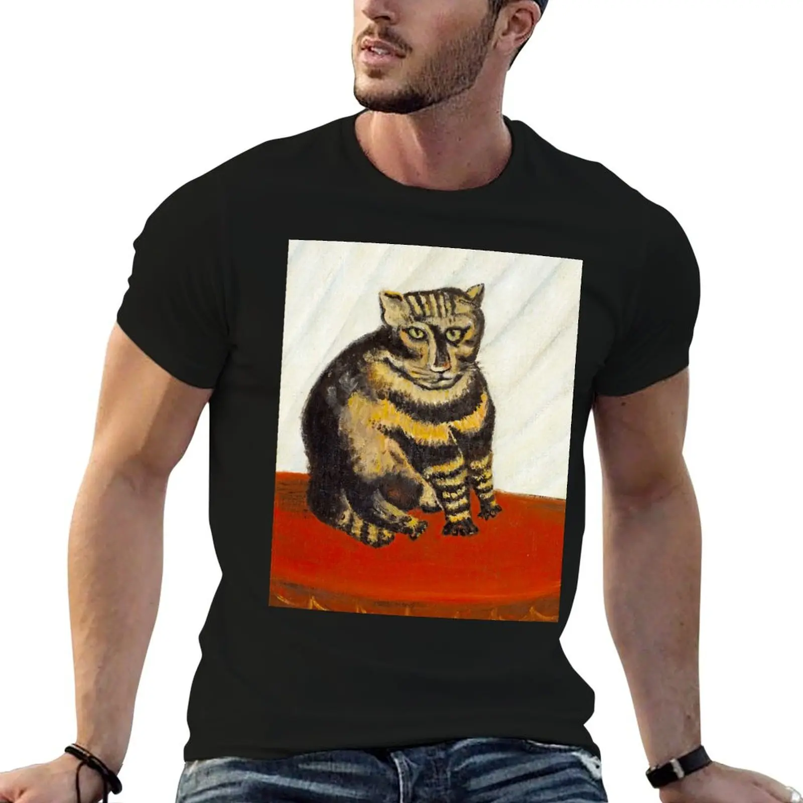 Camiseta HENRI ROUSSEAU HD - Le Chat Tigre The Tabby Cat Original de Henri Rousseau, camiseta para hombre, camisetas lisas para hombre, camiseta de algodón