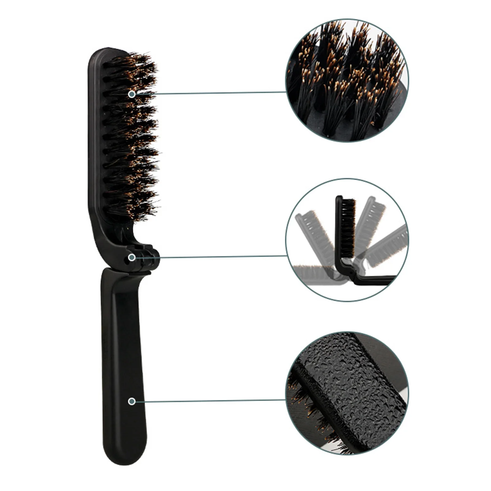 Folding Hair Brush Boar Bristle Hair Comb Portable Travel Straighten Pocket Mustache Brush Collapsable Pocket Hair Brush For Men