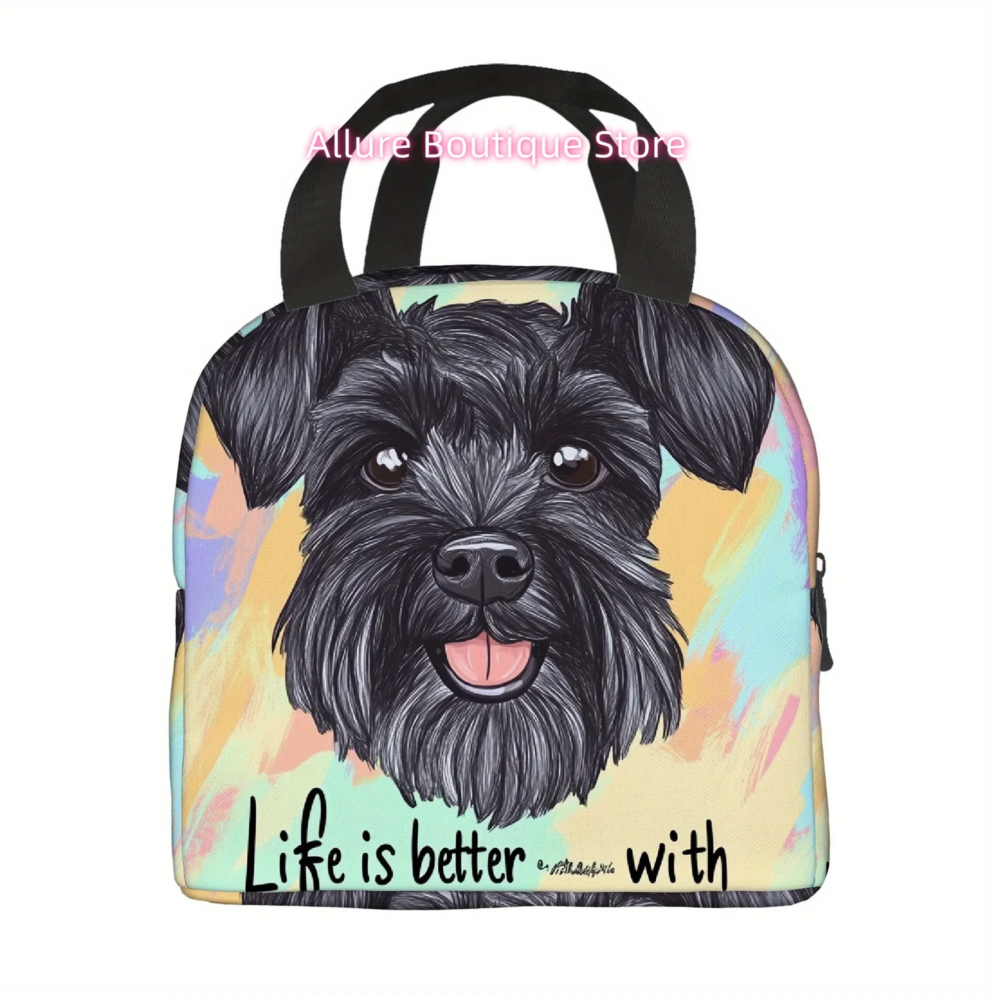 1pc, Miniature Schnauzer Love Printed Thermal Bag, Insulation Bag, Insulated Bag, No Food Contact, Suitable for Home, Restaurant