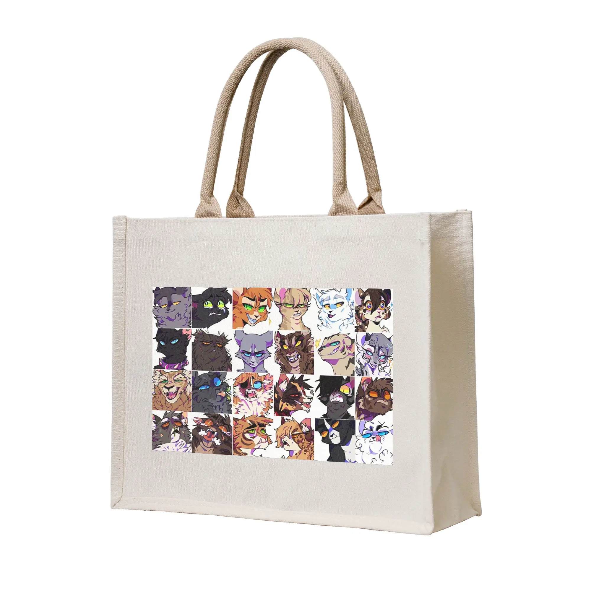 

Сумки для покупок Warrior Cute Cats Lovers, холщовая сумка-тоут, многоразовая, для женщин, сумка через плечо, дорожная сумка