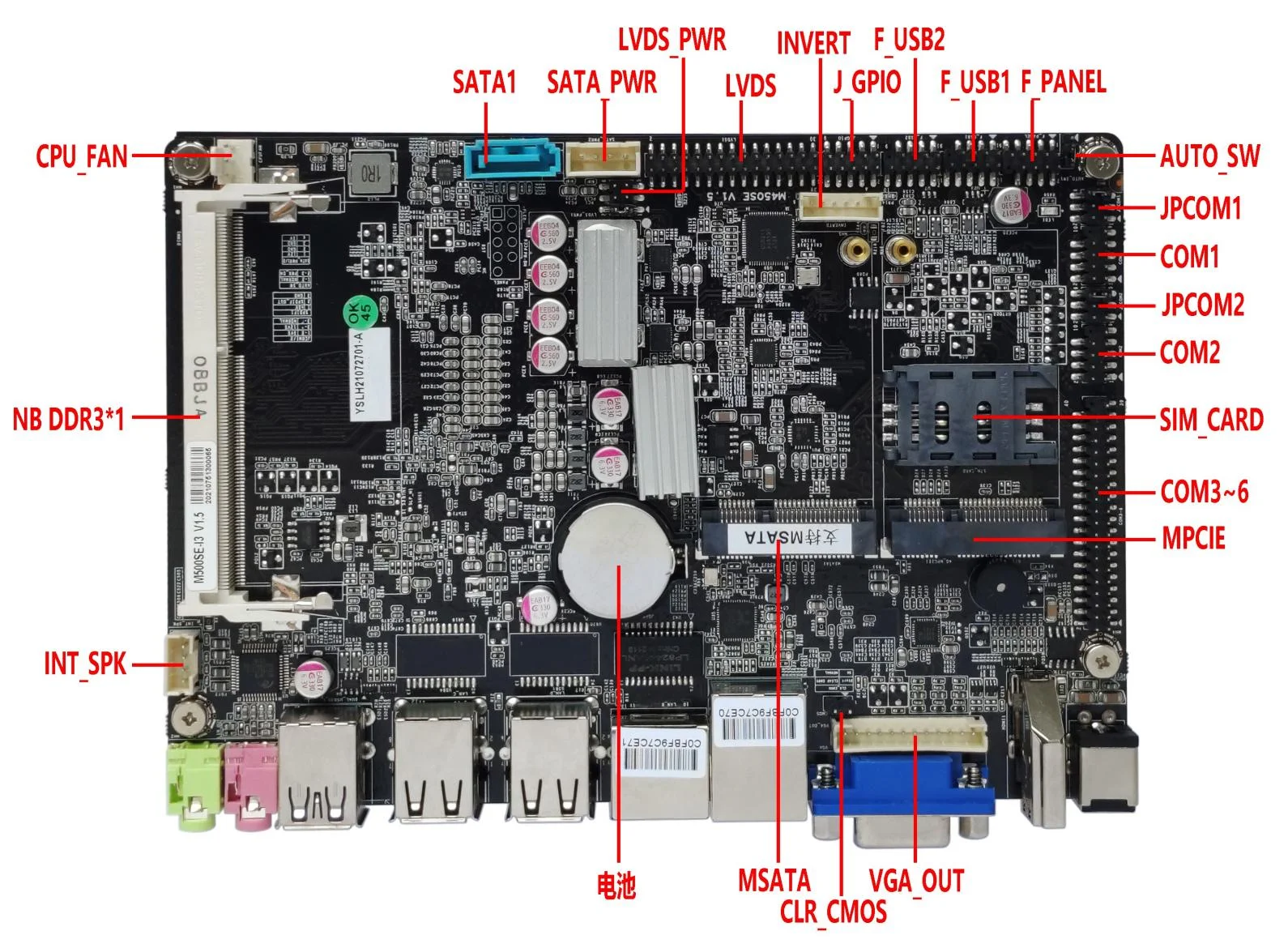 Embedded BGA1168 PC Board 4-inch Motherboard M400SE-UA  3LAN 6COM for Embedded System