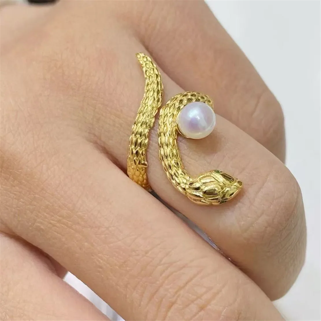 925 Stamped Alloy Gold-Plating Adjustable Pearl Ring Holder DIY Jewelry Findings, Craft Supplies for Handmade Rings No Pearl