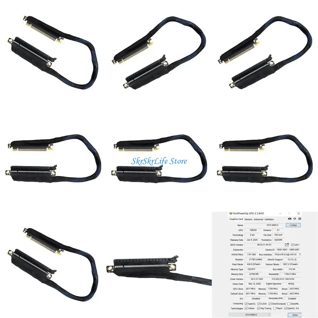 

E65E Highly speed 64GT/s PCIe5.0 Risers Cable Right Exit Braide Construction