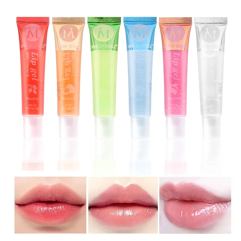 

6pcs Fruit Moisturizing Lip Gloss Oil,Transparent Lipstick,Ve, Rosehip,Argan,Peppermintaloe,Coconut Flavor Lip Gel,Long Lasting