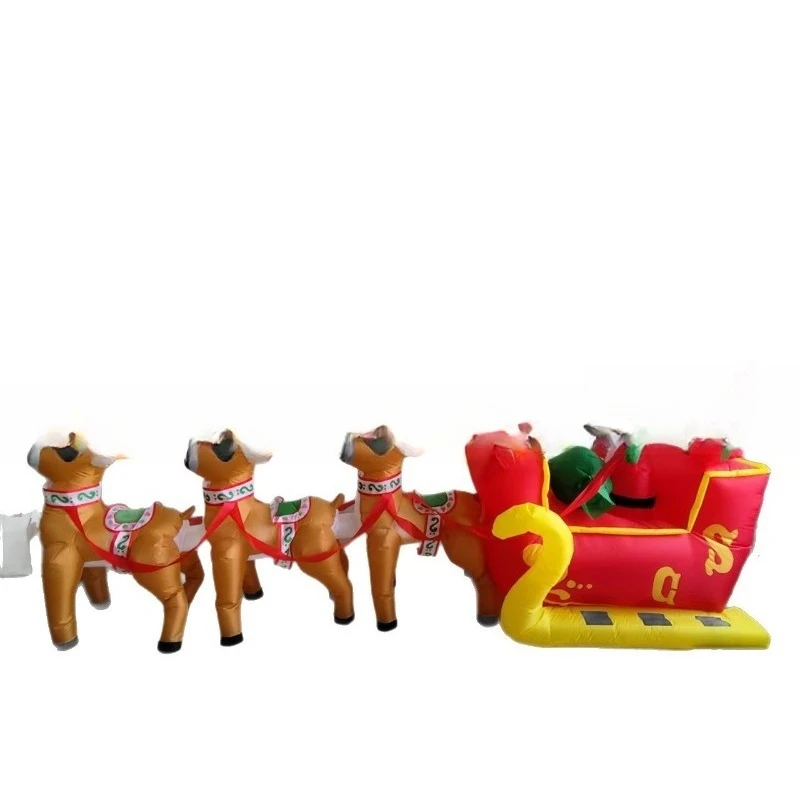 

3.7 meters Sanlu pull cart, Santa Claus elf inflatable air model, Christmas outdoor ornament air model