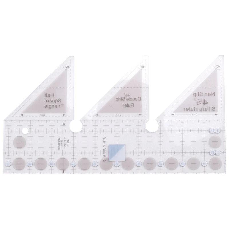 Creative Ruler Grids 45 Degree Double Strip Ruler Non-Slip Quarter Square Triple-Cornered Cutting Guide (10 Inch)