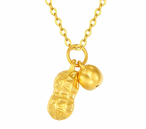 24k pure gold peanut pendants for women