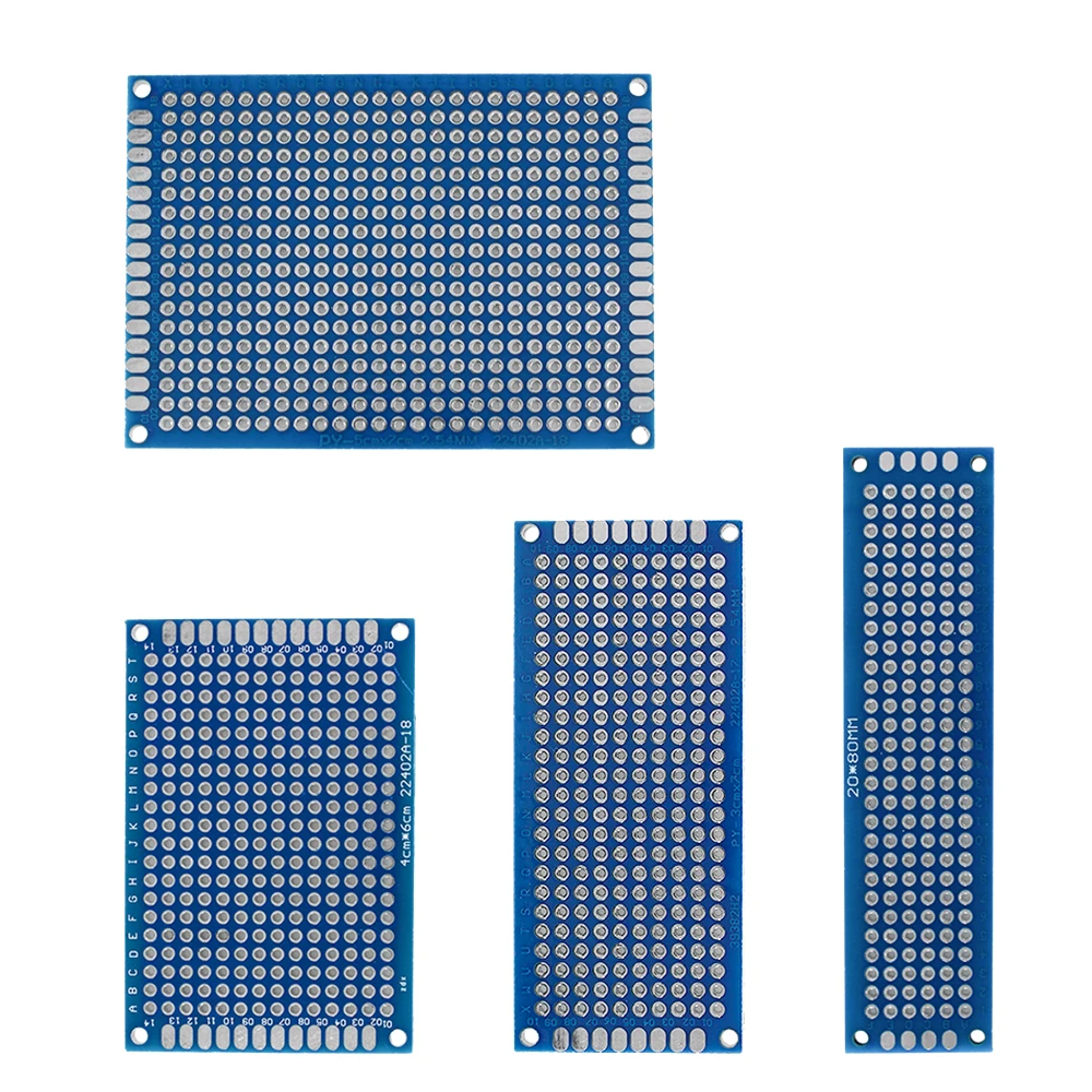 Dupla face PCB Board Kit, Universal Experiment Circuit Board, azul protótipo, DIY, 2x8, 3x7, 4x6, 5x7 centímetros, 20pcs por lote