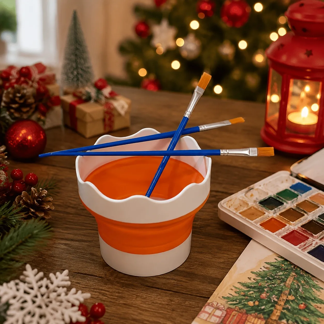 Set of 4 silicone pen bucket and painting brush, painting/sketching/sketching/home use, back-to-school season, Christmas gifts