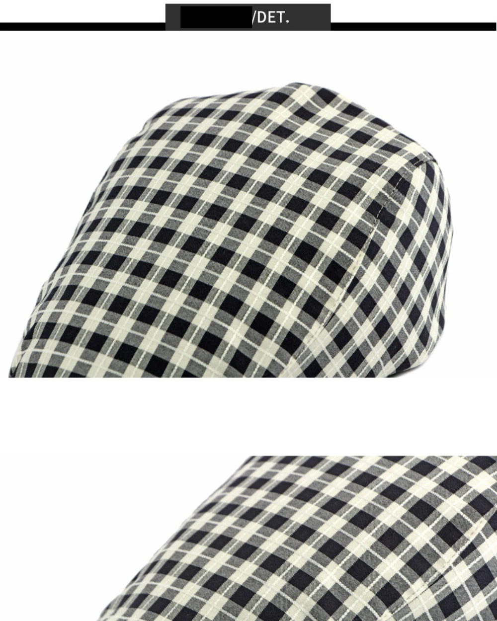 HT5076 Baskenmützen für Herren und Damen, Künstler- und Malermütze, Verstellbare Ivy-Flatcap, 2026 Neue Frühling-Sommer Karierte Baskenmütze – Detail 4
