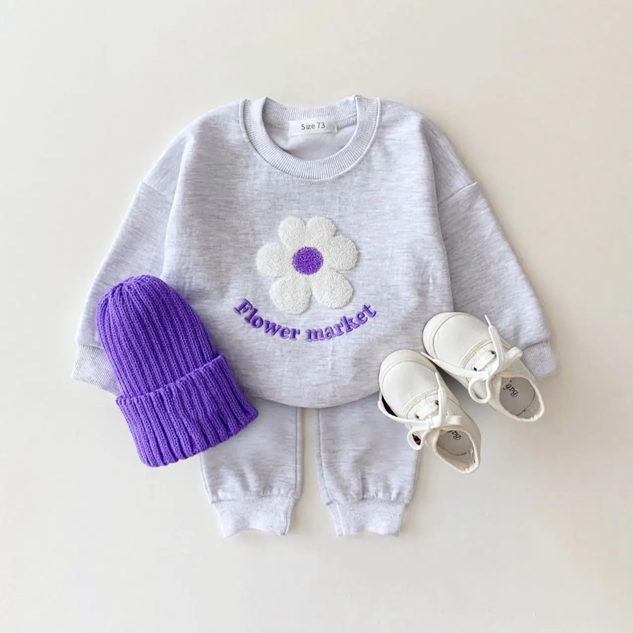 2024 Baby Girls Sets Kid New Fashion Flower Print Long Sleeves Sweatshirts Loose Comfortable Cotton Pants 2PCS Spring Autumn