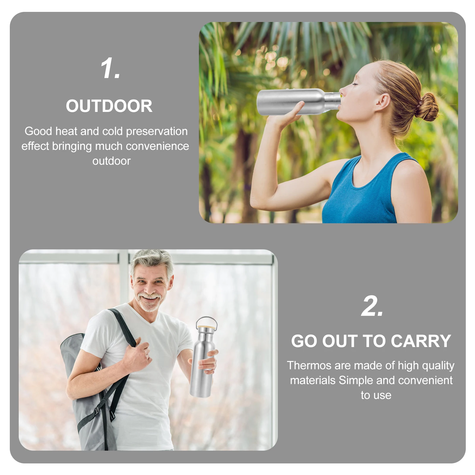 

Stainless Steel Bamboo Vacuum Portable Drink Bottle Multi-Function Sports Water Bottle Outdoor Accessory Insulated Reusable