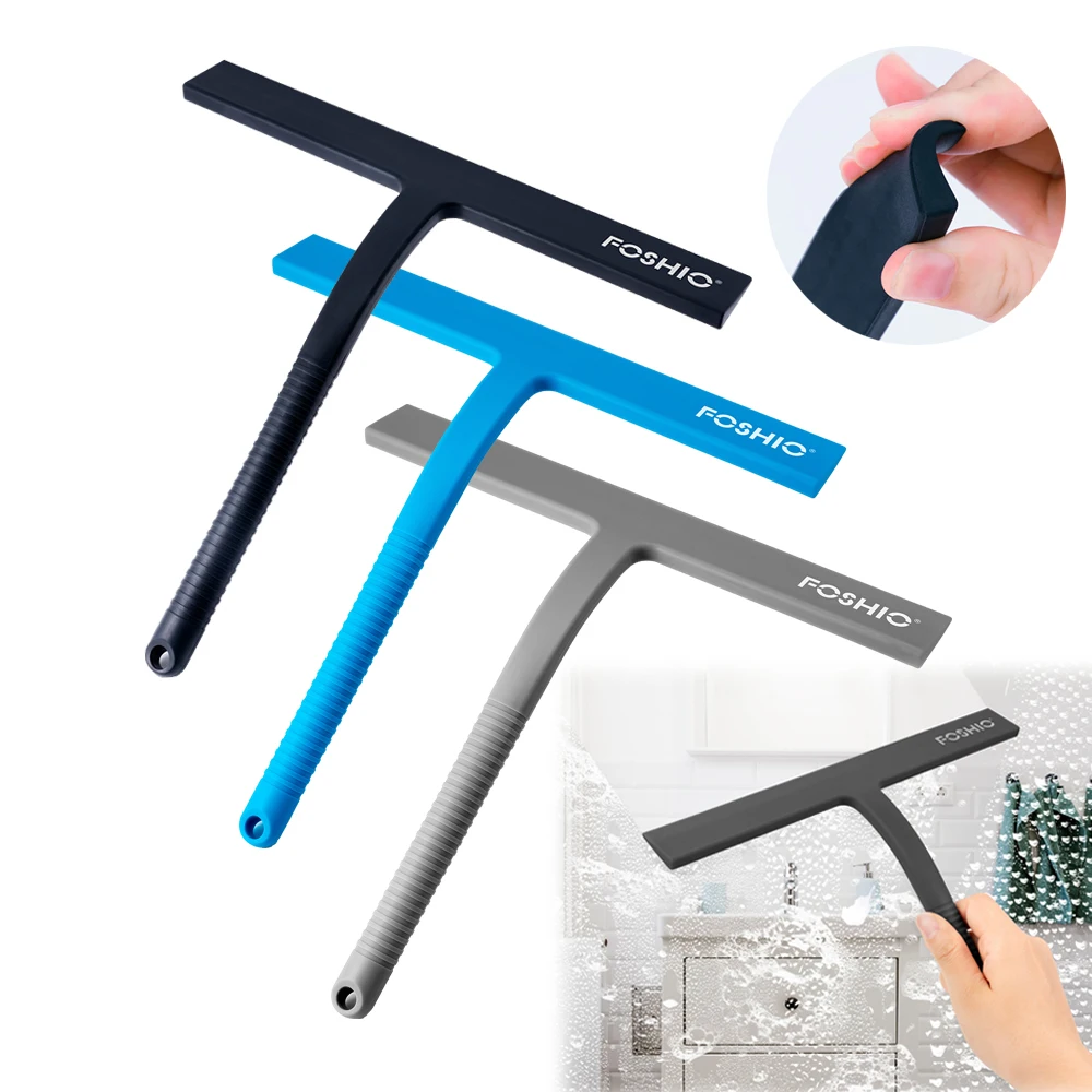 EHDIS Silicone Blade Long Handle Water Squeegee Car Vinyl Wraps Glass Window Cleaning Scraper with Suction Cup Hanging Holder