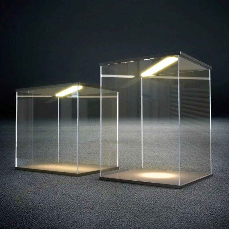 Présentoir de figurines, bloc de construction de boîte aveugle en argile, couvercle anti-poussière transparent