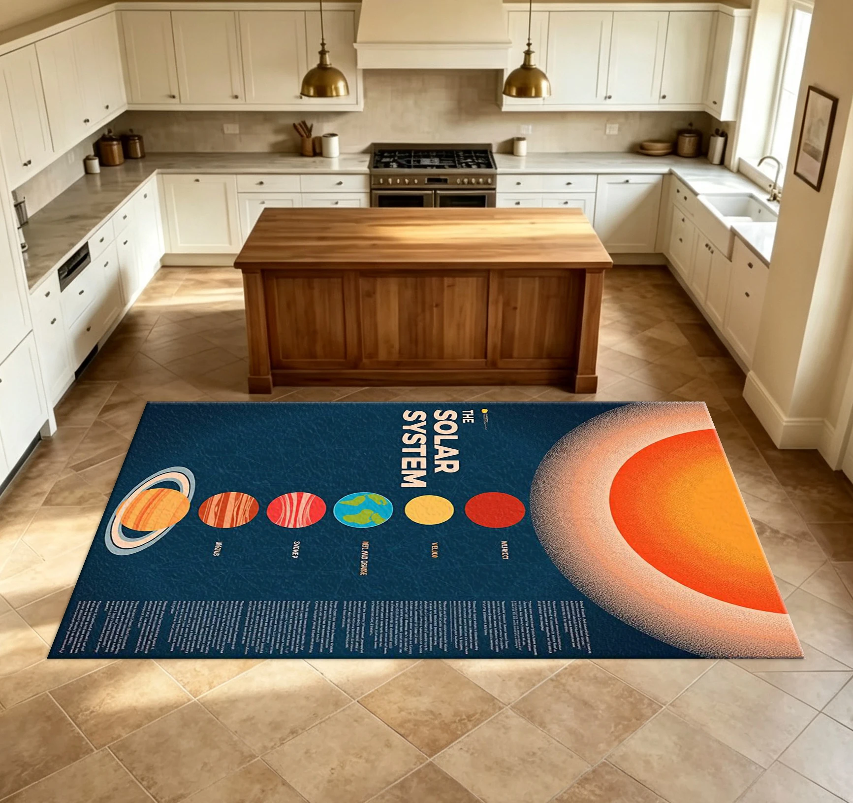 Vintage Solar System Planet Art Carpet Flooring Outer Space Themed Home Decor Floor Carpet