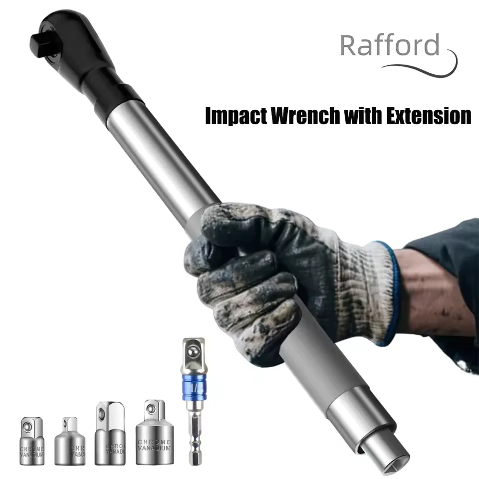 

Automatic Extension Wrench Wear Resist Cordless Electric Ratchet Wrench with 1/2 Socket Bit Adapter Impact Wrench for Car Repair