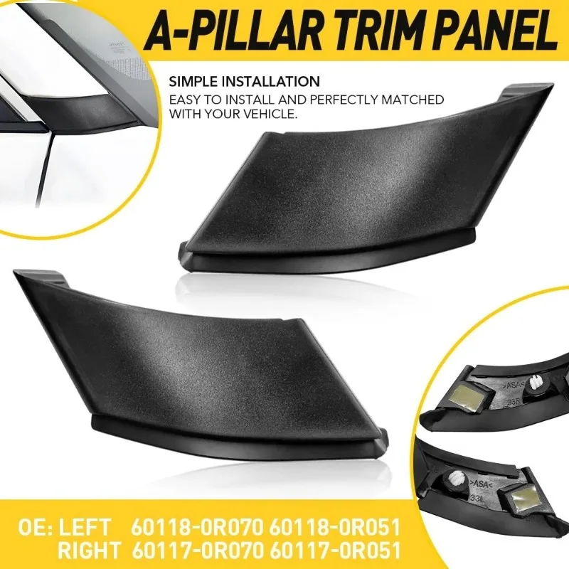 Left/Right Car Exterior A-Pillar Front Side Window Panel Cover Trim For Toyota RAV4 2019 2020 2021 2022 2023 2024 NEW