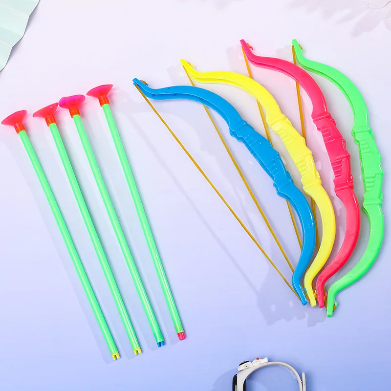 10Pcs Colorful Mini Plastic Bow Arrow with Sucker Shooting Outdoor Toys for Kids Birthday Party Favors Pinata Fillers Treat Bag