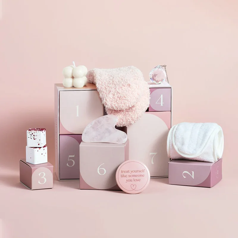 2025 Conto alla rovescia Natale Scatola vuota per calendario dell'Avvento per il trucco Scatola per calendario dell'Avvento in carta di cartone personalizzata per il trucco 7 giorni