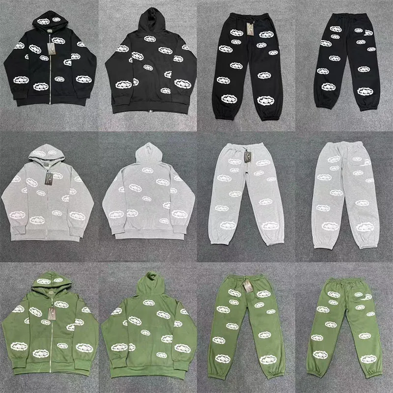 

Casual Sportswear Trasuit High Street Sle Long Sve Fce Lined Sweatirt And Pants Set for Young Men Autumn Wear