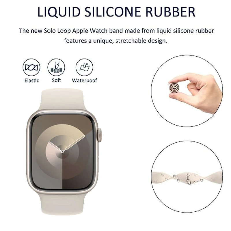 Strap for apple Watch Band 40mm 44mm 45mm 41mm 42mm 49mm 46mm Elastic Silicone bracelet iWatch series 10/3/SE/5/6/7/8/9/ultra 2