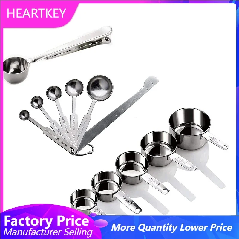 

12PCS/SET Measuring Cups and Spoons Set Leveler Coffee Scoop Stackable Tablespoons Home Tools Kitchen Accessories