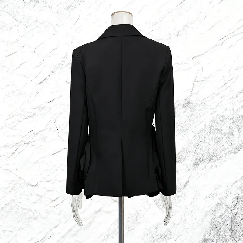 HKSH ربيع الخريف جديد المرأة السترة زر واحد ثلاثي الأبعاد زهرة محززة طوق سليم صالح موضة أنيقة معاطف HK16828