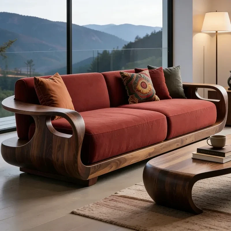 Minimalist New Chinese Style Solid Wood Living Room Sofas Large Lounge Classic Luxury Sofa Living Room High-end Corner Furniture