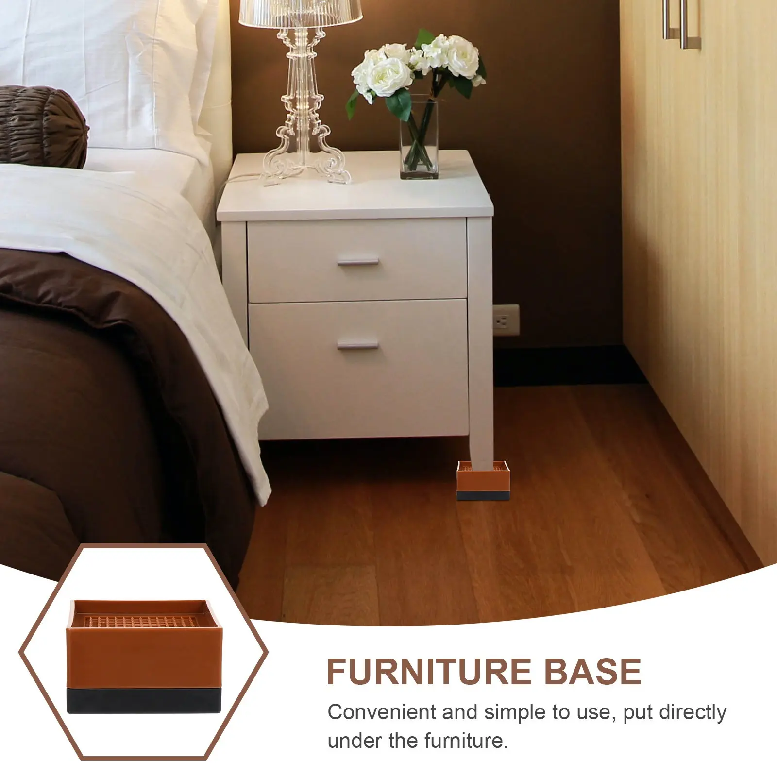 

4Pcs Heightening Furniture Foot Plastic Non-Skid Sofa Bed Table Cabinet Foot Floor from Scratch Shock