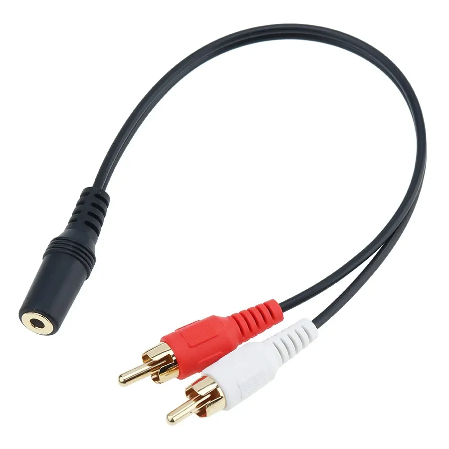 100pcs 3.5mm Y Audio Cable Jack Stereo Female To 2 RCA Male Splitter Adapters 3.5 Aux Socket Connector to Headphone Music Wire