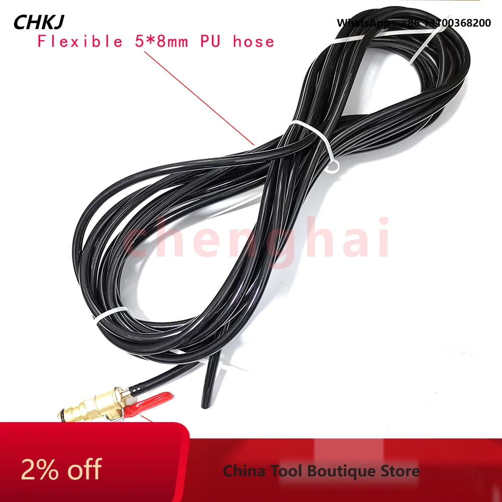 Flexible 5*8mm PU Hose with Water Valve Quick Connector for Window Cleaning and Solar Panel Cleaning (5/16 Inch)