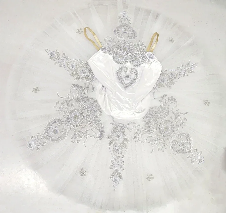 white tutu for Snow Queen costume the Nutcracker white swan lake ballet tutu professional women platter tutu pancake practice