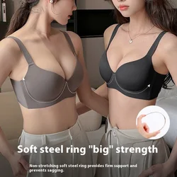 UBAU Large breasts show small plus size underwear full cup thin section gathered anti-sagging adjustable non-marking bra