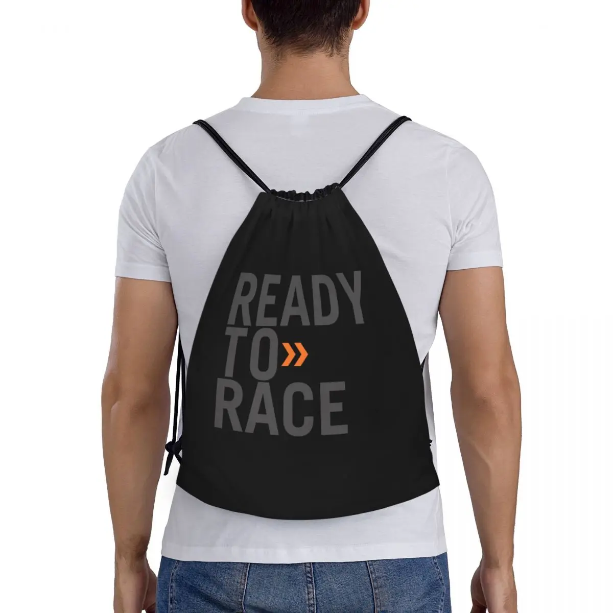 Custom Ready To Race Drawstring Bag Women Men Lightweight Motorcycle Rider Racing Sport Sports Gym Storage Backpack