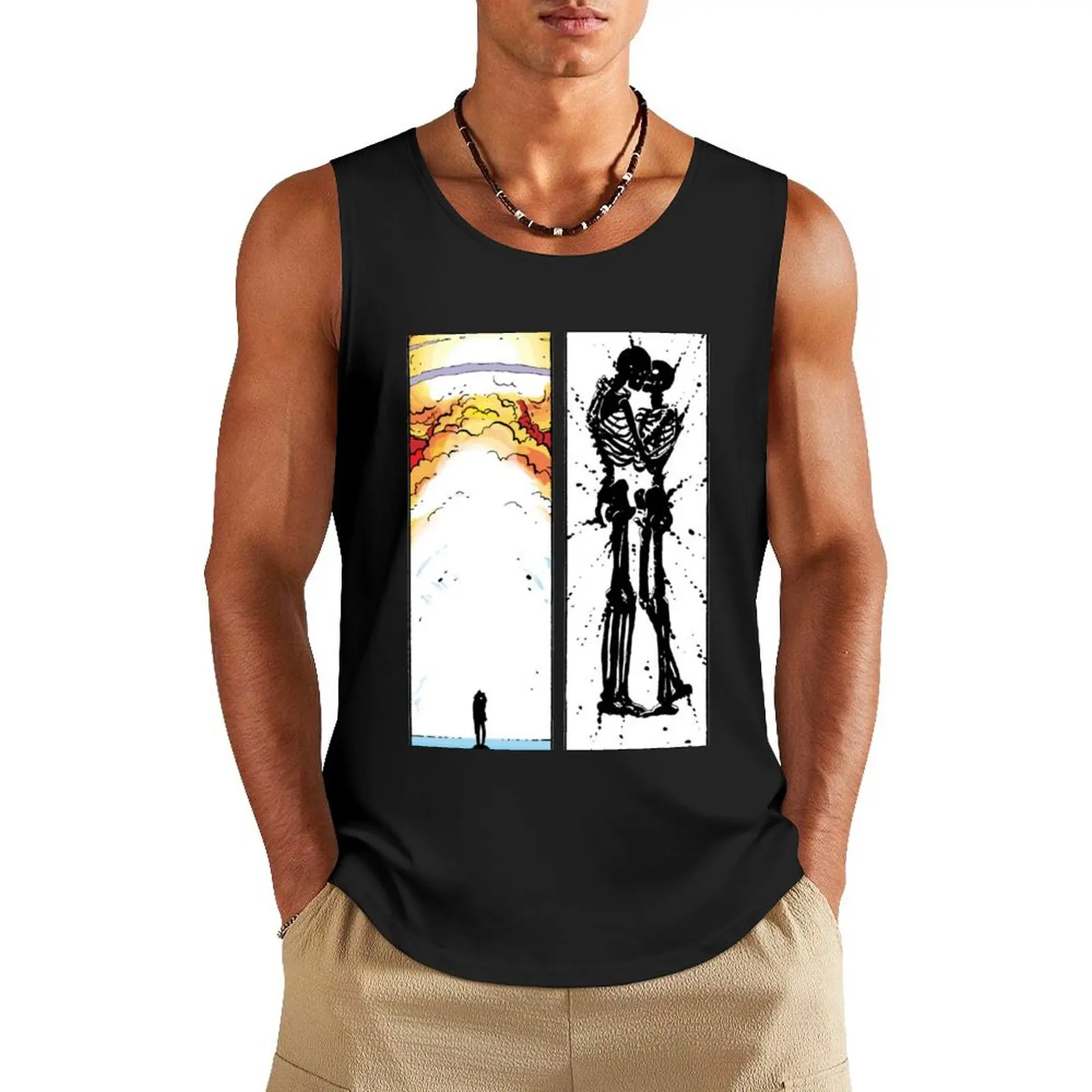 atomic, kiss, skeleton, atomic explosion, watchmen, comic, nite owl, silk spectre, dr manhattan, dream, alan moore, dav Tank Top