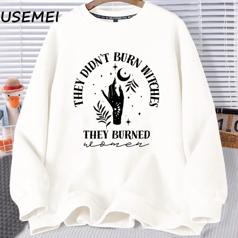 They Didn't Burn Witches Halloween Sweatshirt Feminist Witch Pullover Retro Clothing Fall Long Sleeve Hooded Sweatshirts