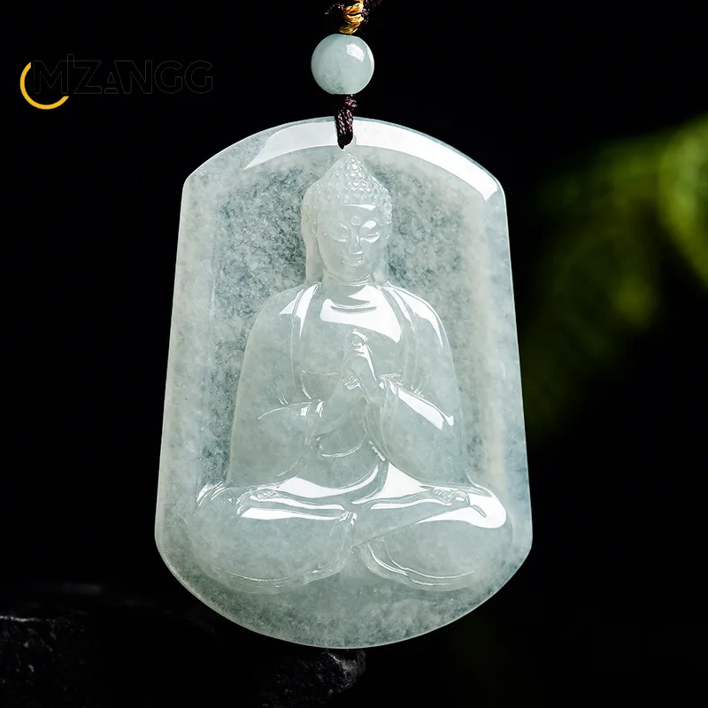 

Natural Jadeite Buddha Pendant Zodiac Goat and Monkey Guardian Deities and Guardian Spirits Buddha Pendant for Men and Women