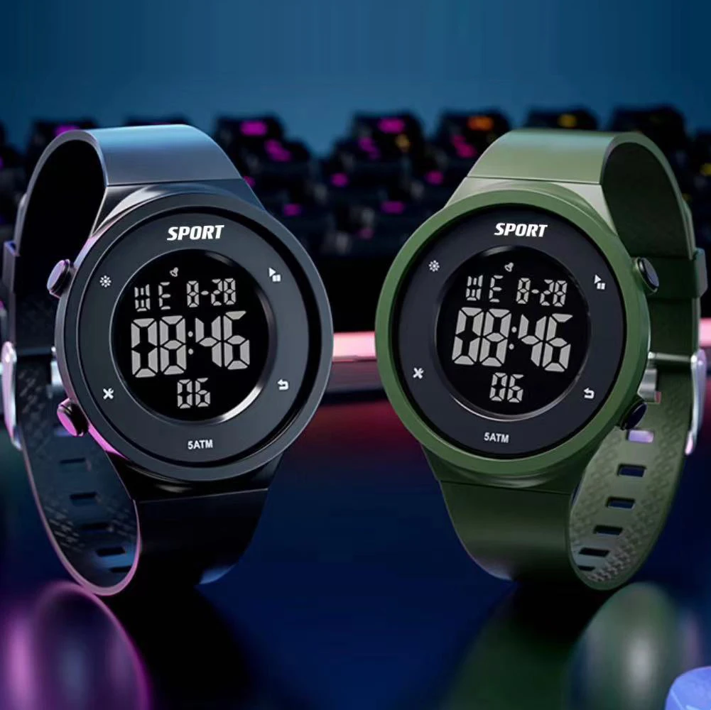 

Мужские часы, светодиодные цифровые мужские спортивные часы, светящийся водонепроницаемый будильник, многофункциональные военные электронные наручные часы