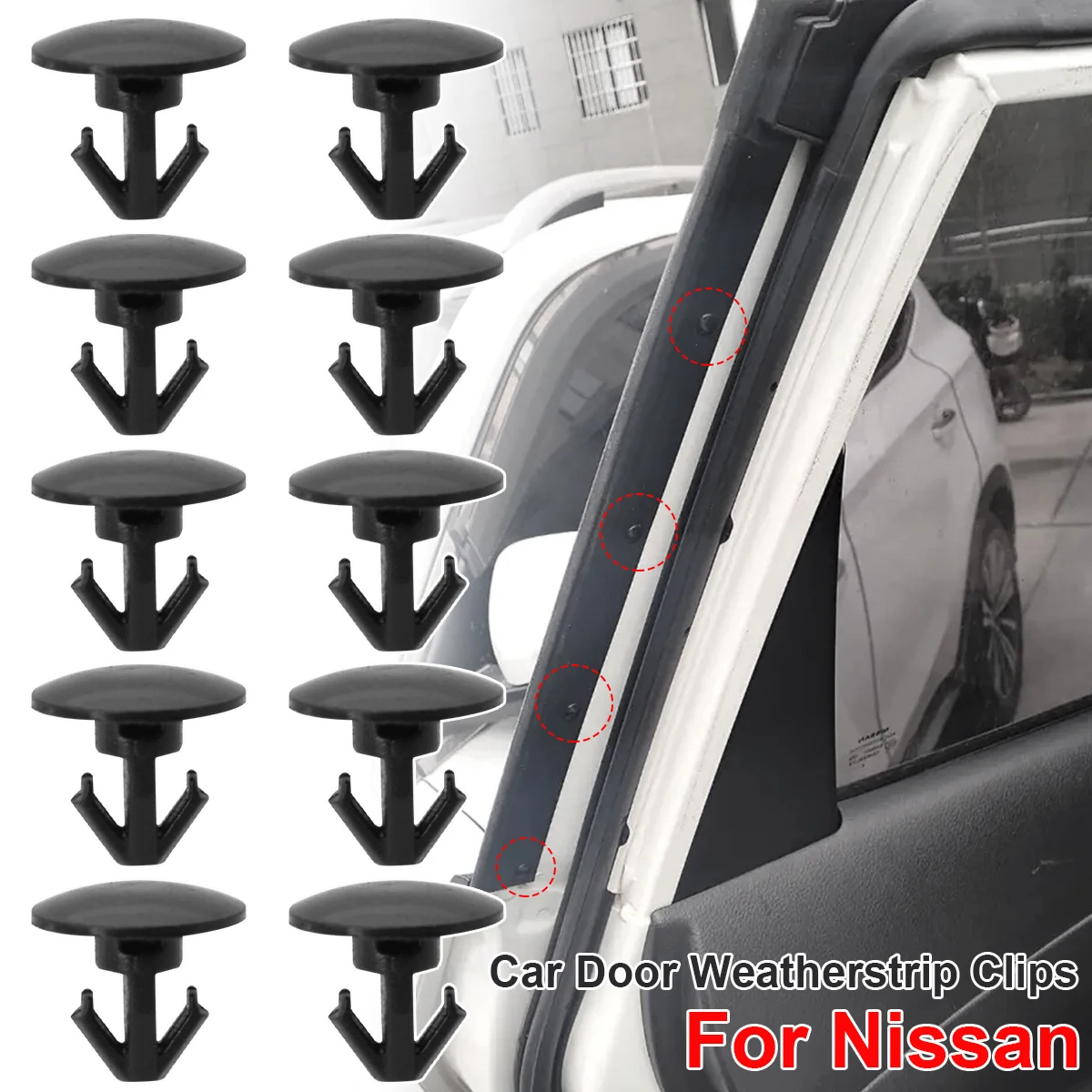 20/40PCS Clips For Nissan Qashqai X-Trail Dualis Rogue Sport Rear Door Rubber Seals Trim Weatherstrip Retainer Fastener Rivet
