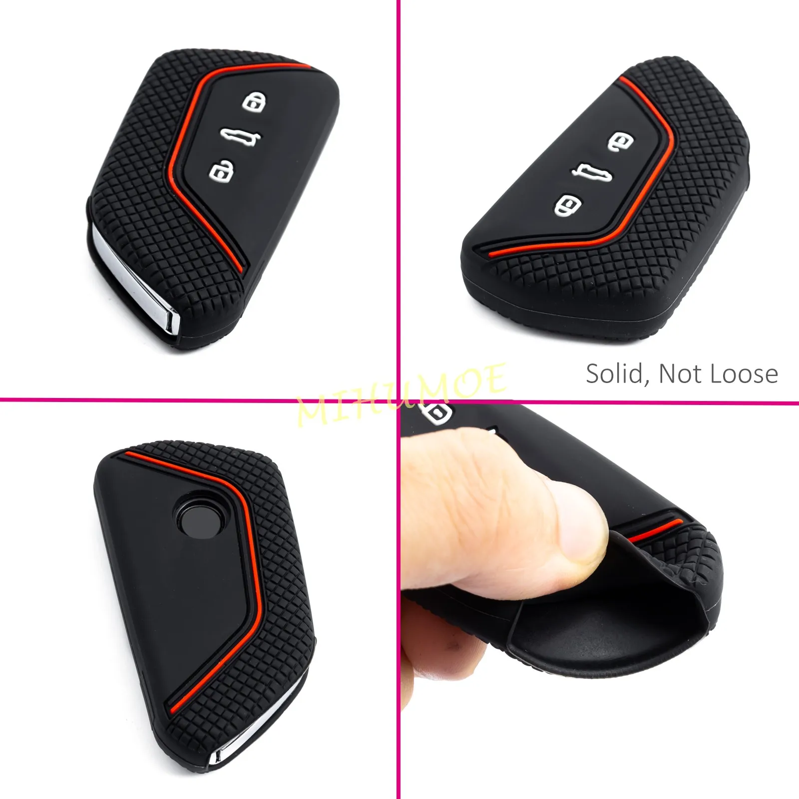 Silicone Car Key Case Chain For 2021-2025 VW Golf MK8 ID.3 ID.4 Atlas Skoda Octavia Seat Ateca Tarraco Cupra Formentor Leon Born