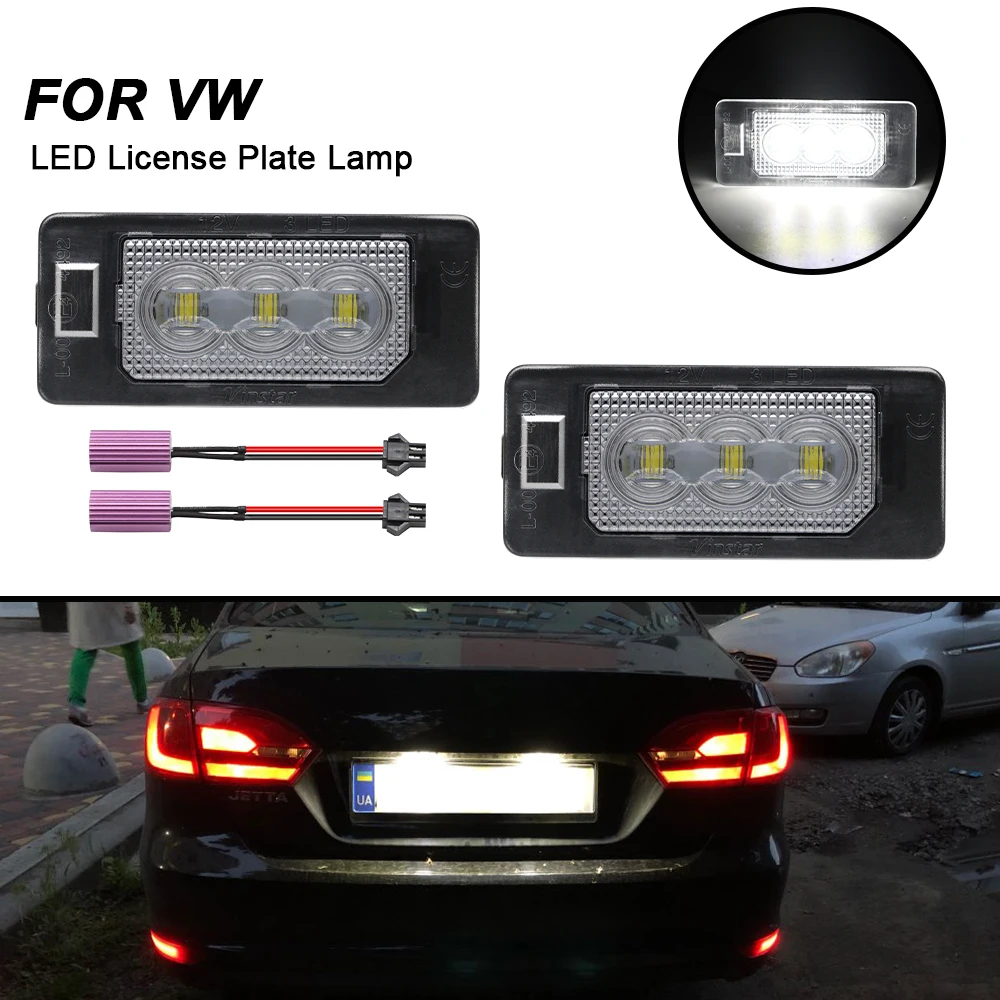 

2PCS LED License Plate Light For VW Golf 6 7 Estate Plus Passat B6 B7 Estate For Audi A3 A4 S6 For Seat Ibiza Number Plate Lamps