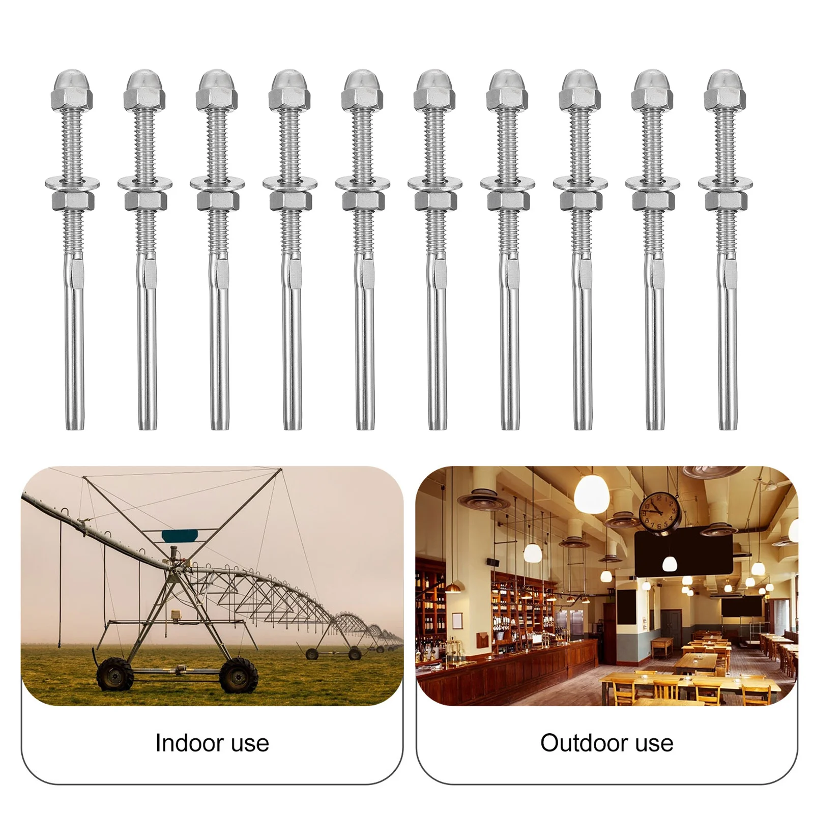 10Pcs Stainless Steel Cable Connector Terminals End Terminal Rust Proof for Indoor Outdoor Deck Stair Railing Systems